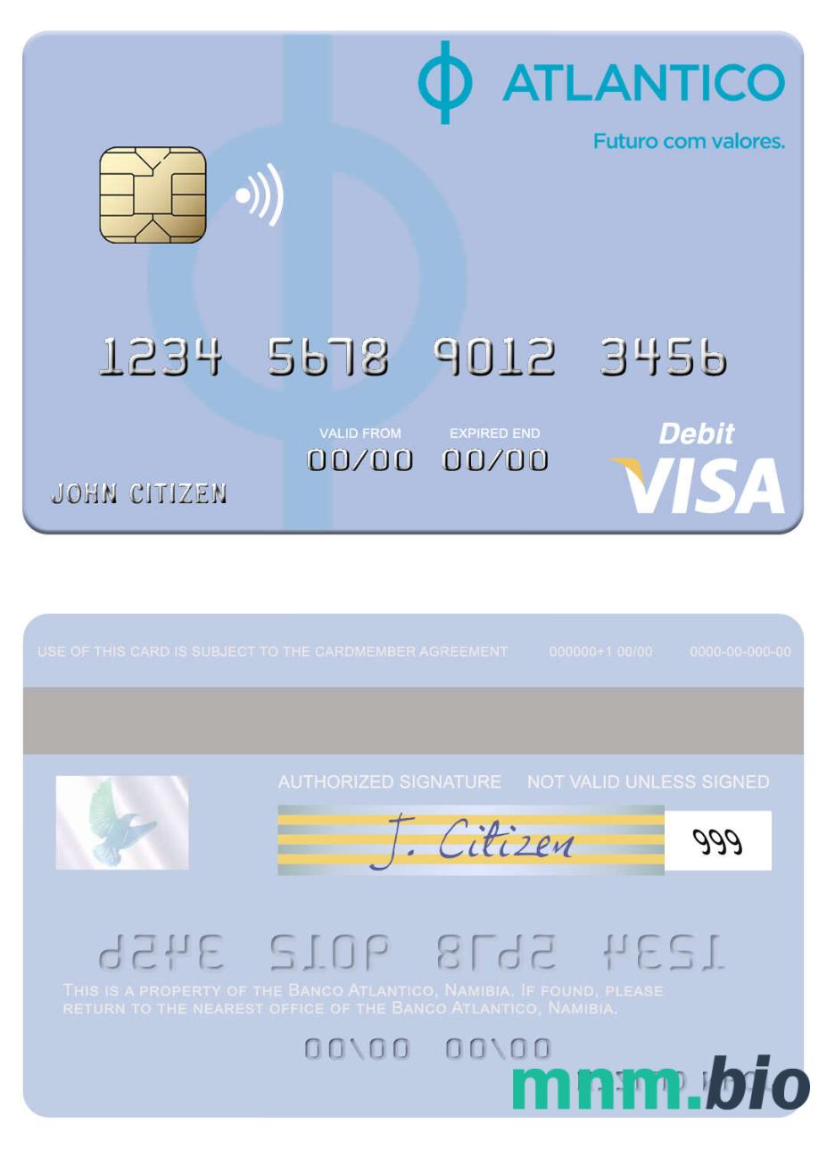 Namibia Banco Atlantico visa debet karta przykład w formacie PSD